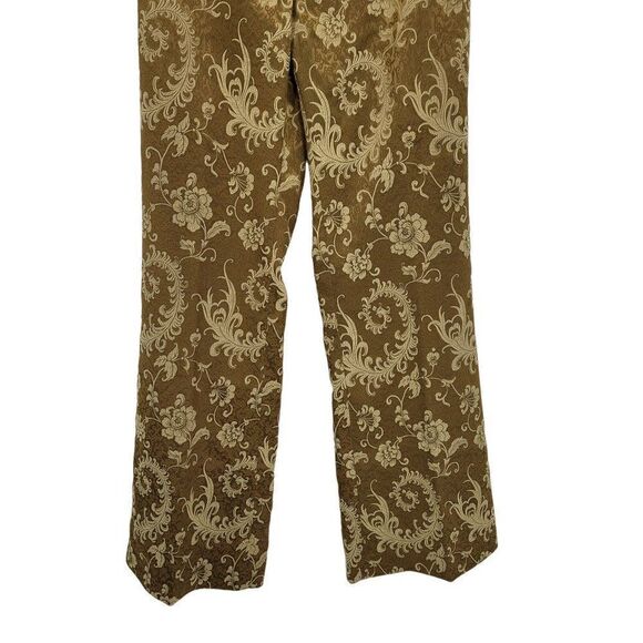 Vintage Lillie Rubin Brocade High-Rise Flare Pants 2 Bronze Paisley Retro 70s - Picture 10 of 11